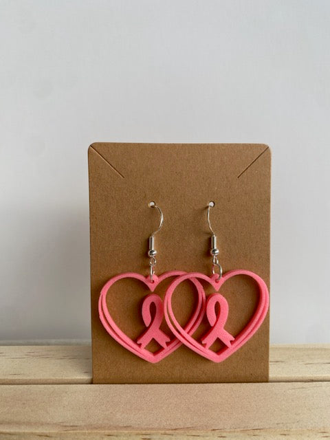 Breast Cancer Ribbon Earrings - 015