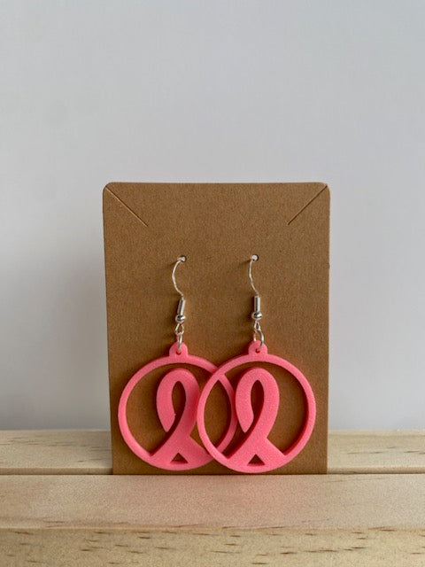 Breast Cancer Ribbon Earrings - 016