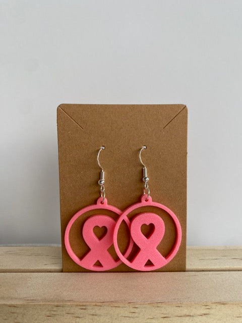 Breast Cancer Ribbon Earrings - 017