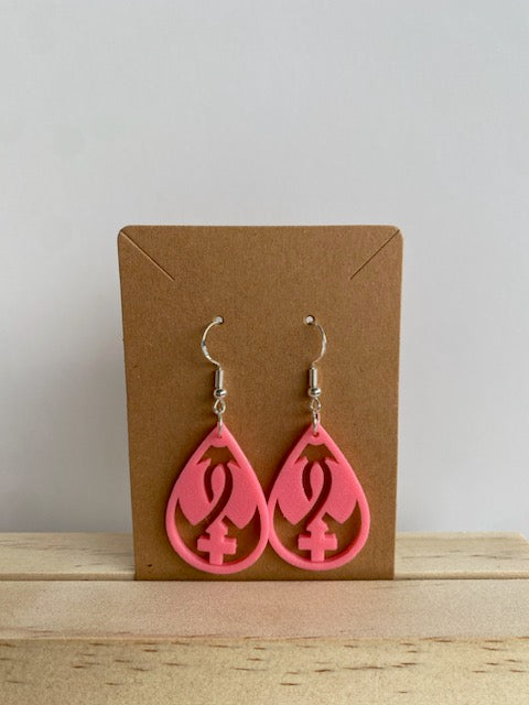 Breast Cancer Ribbon Earrings - 020
