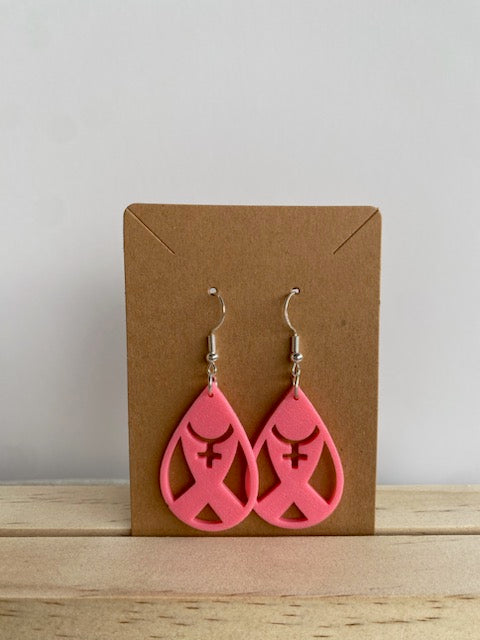 Breast Cancer Ribbon Earrings - 022