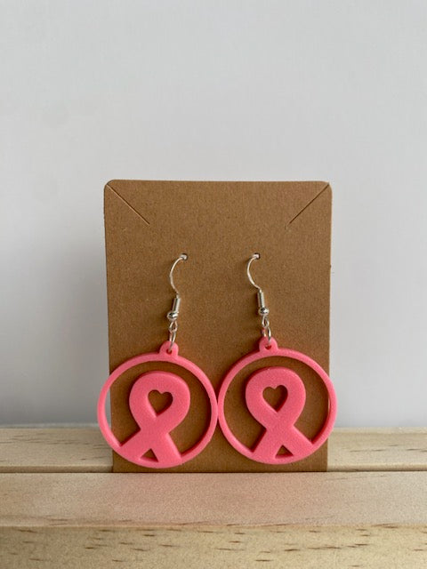 Breast Cancer Ribbon Earrings - 017