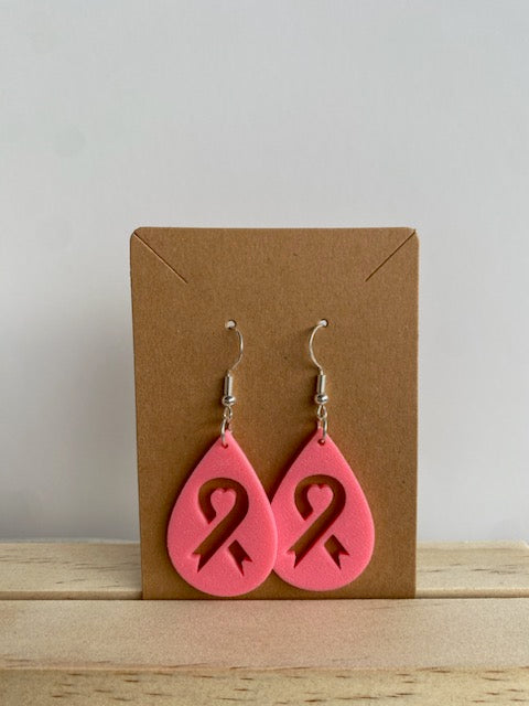 Breast Cancer Ribbon Earrings - 028