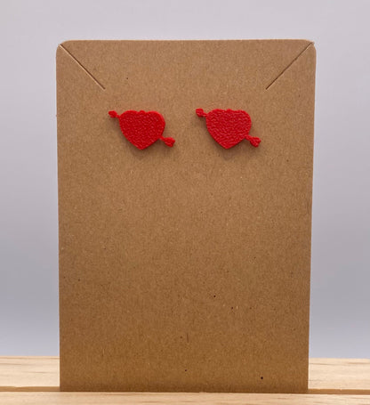 Heart Stud Earrings - 046 in red