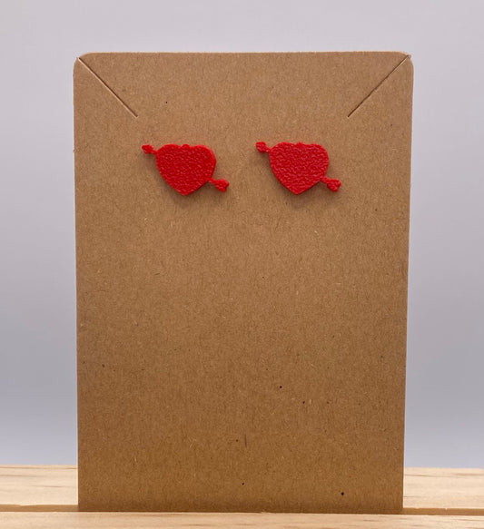 Heart Stud Earrings - 046 in red