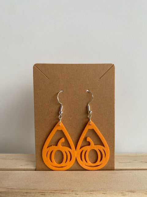 Pumpkin Teardrop Earrings II in orange.