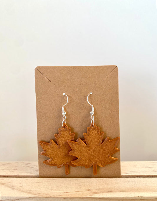 Autumn Maple Leaf Earrings II in copper.