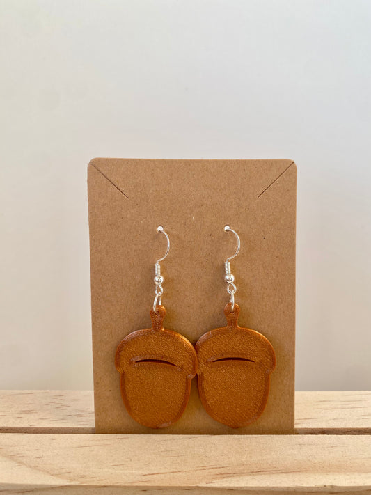 Acorn Earrings in copper.