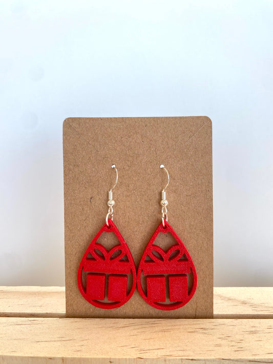 Teardrop Christmas Gift Earrings in red.