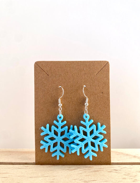 Snowflake Earrings I in light blue.