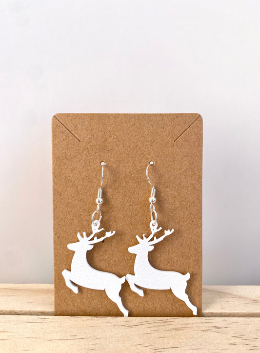 Reindeer Earrings in white.