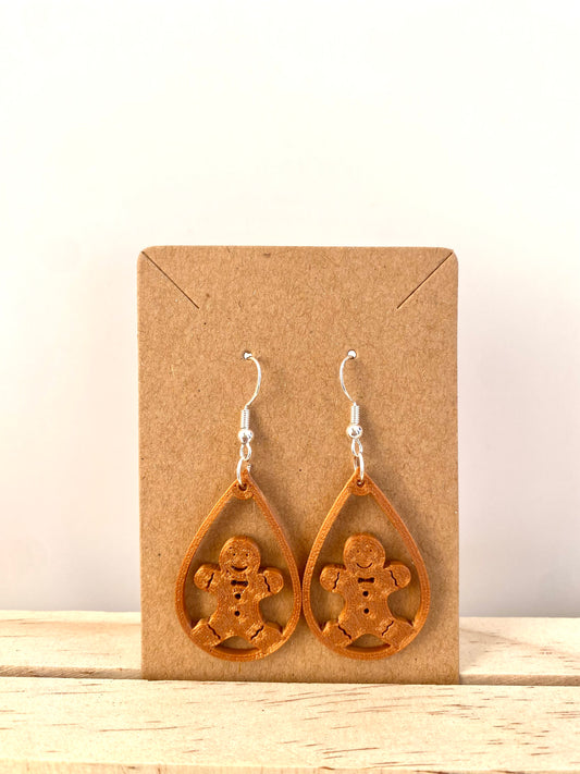 Teardrop Gingerbread Earrings in copper.