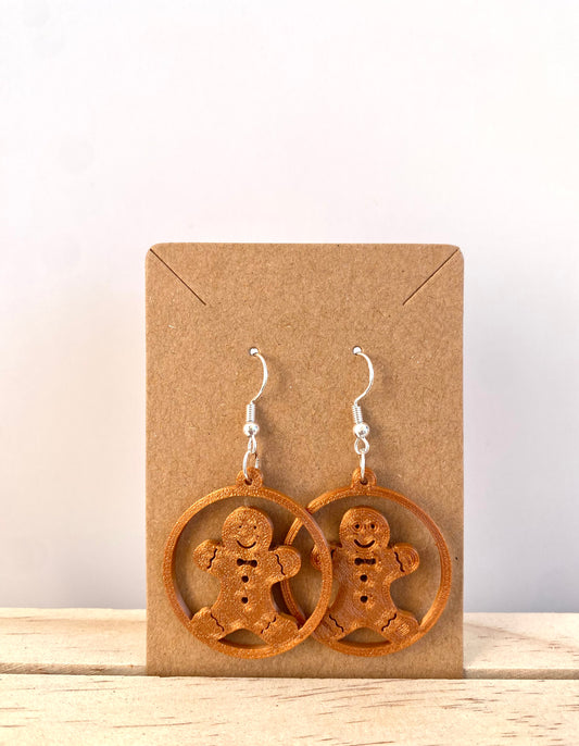 Circle Gingerbread Earrings in copper.